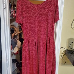 Lula Roe Red Brocade Amelia dress